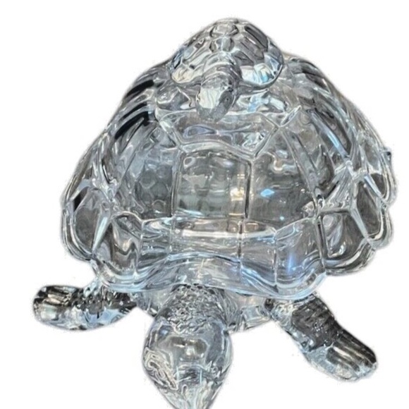 Bohemia Clear Lidded Crystal Turtle Candy Dish‎ Bowl, Made In Czech Republic